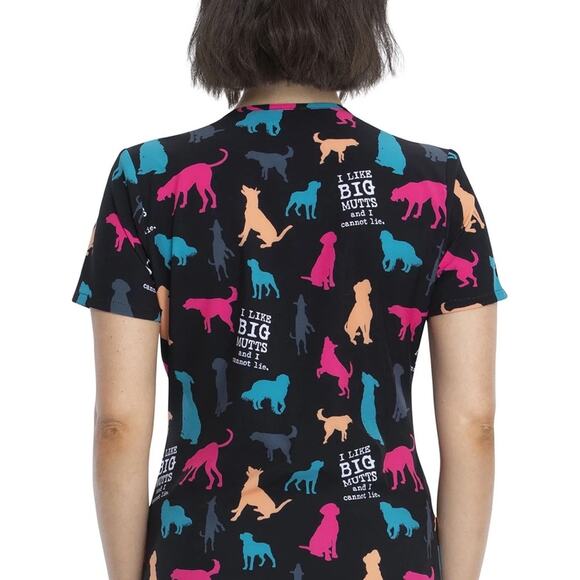 Cherokee Prints Women Medical Scrubs Top V-Neck Dog Lover top XS - Picture 2 of 8